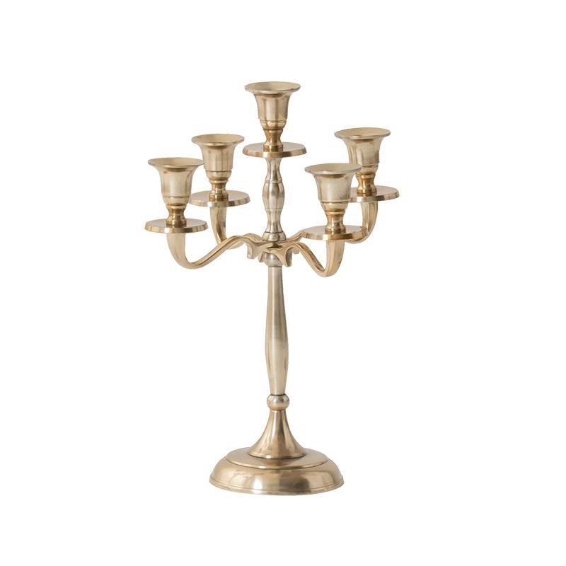 Gold and Silver Metal Candelabra for 5 Candles