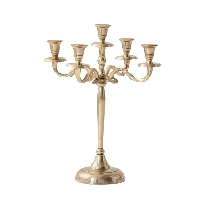 Gold and Silver Metal Candelabra for 5 Candles