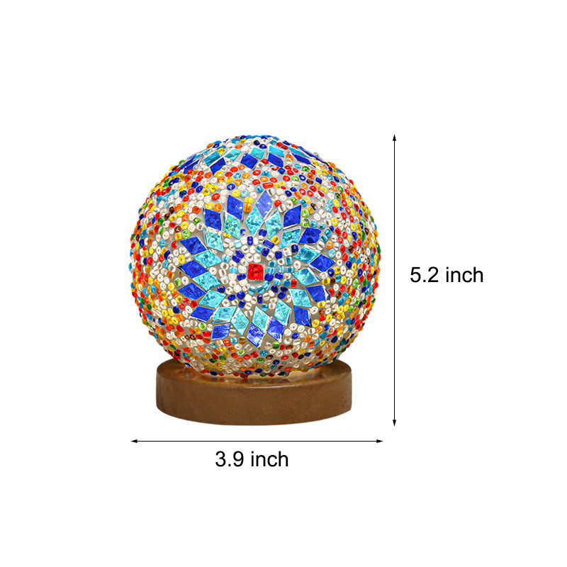 Bohemian Mosaic Glass Table Lamp with Dimmable LED