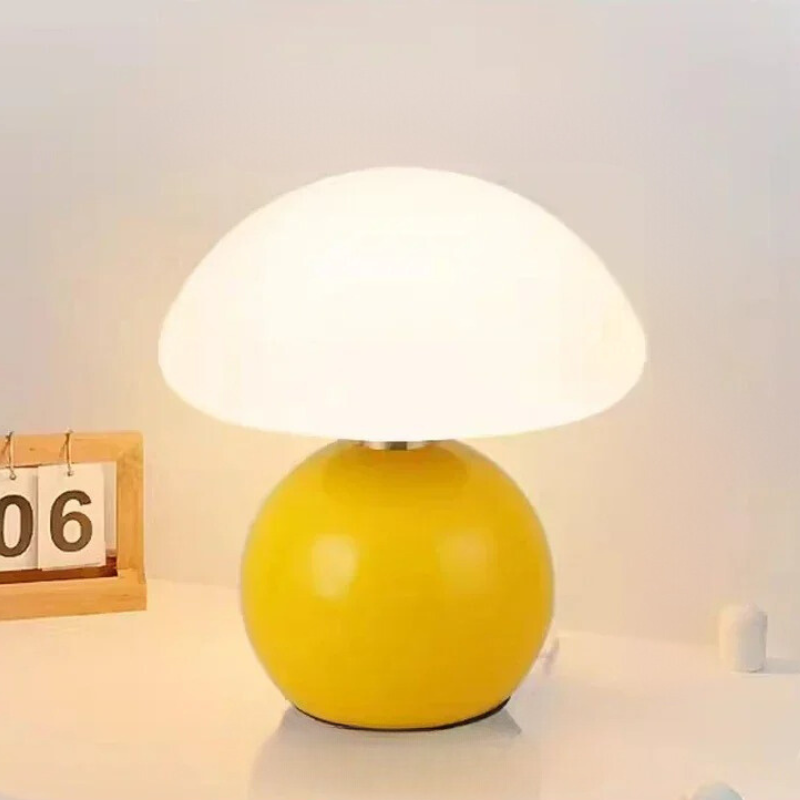 Cream Ceramic Mushroom Table Lamp for a Soft Glow