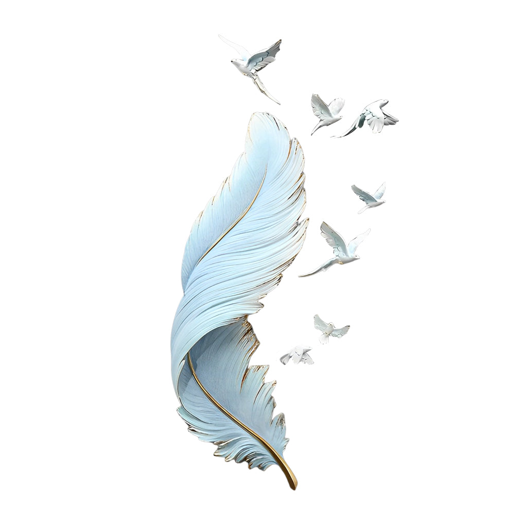3D Feather Birds Wall Sculpture - Nordic Creative Wall Art