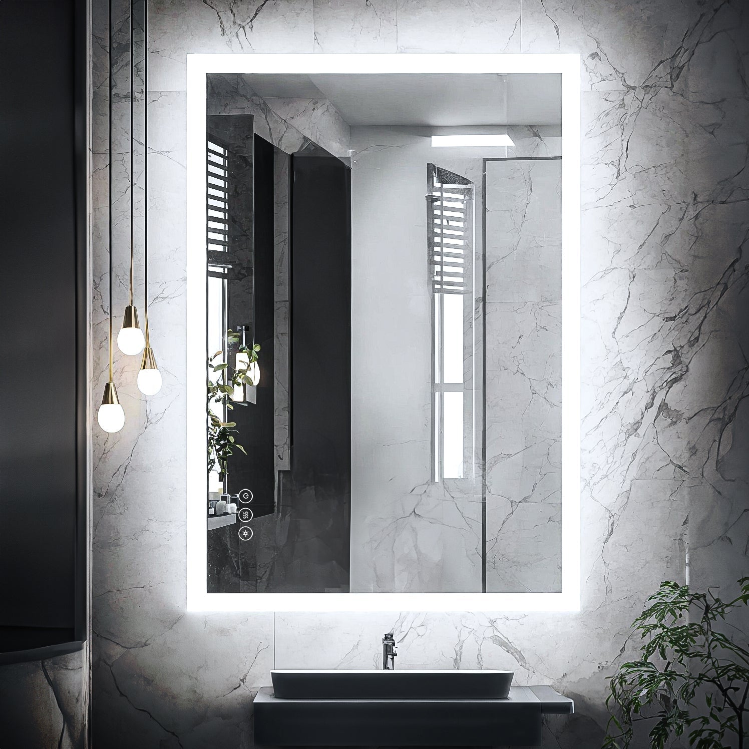 102x81 cm Dimmable LED Bathroom Mirror with Touch Memory