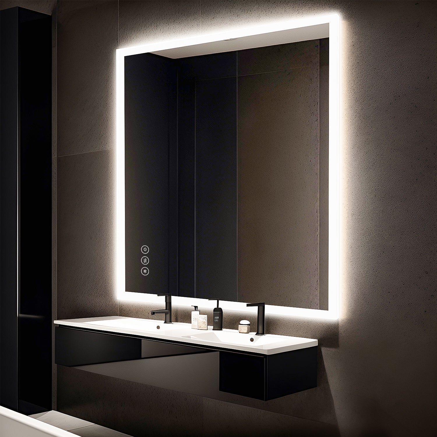 102x81 cm Dimmable LED Bathroom Mirror with Touch Memory