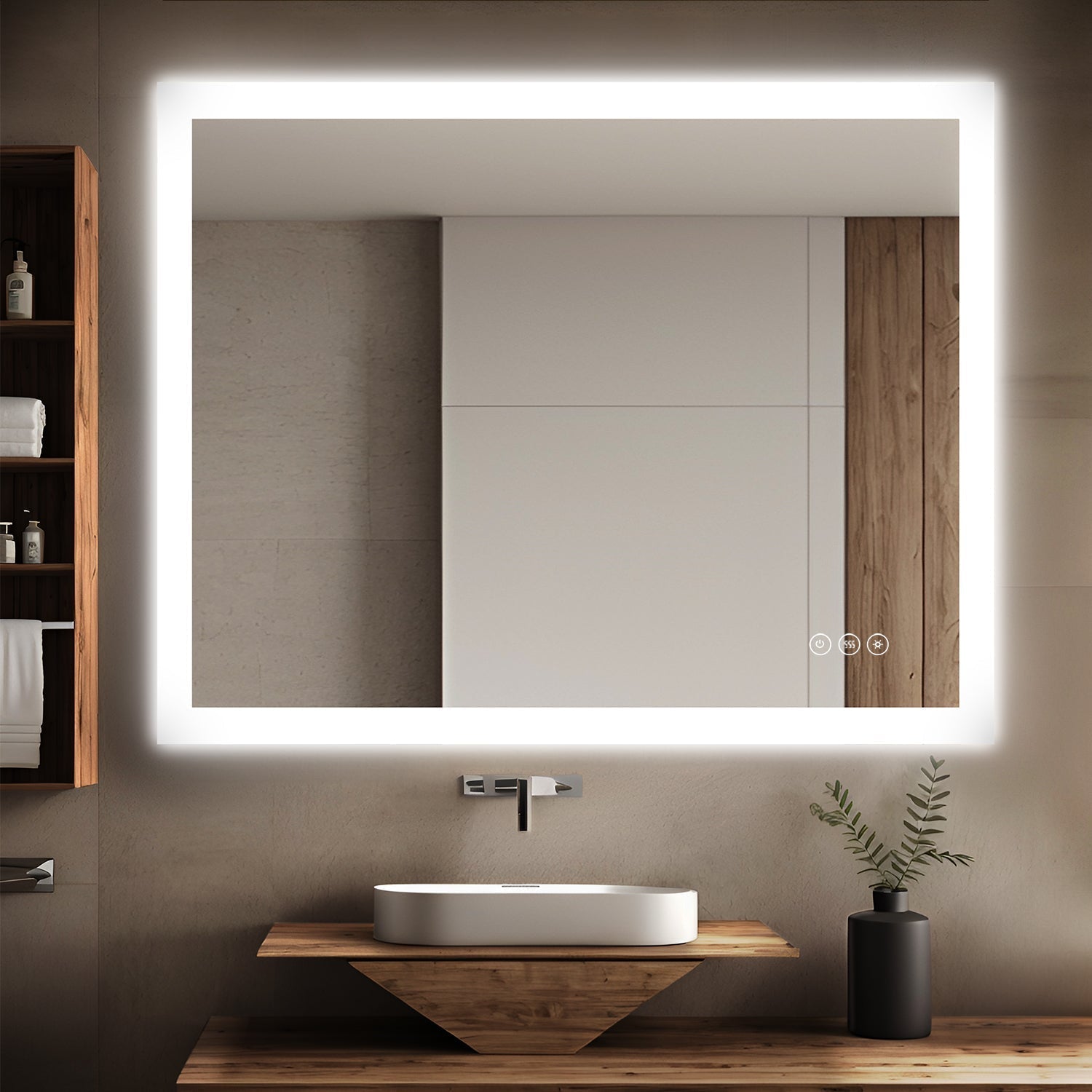 102x81 cm Dimmable LED Bathroom Mirror with Touch Memory