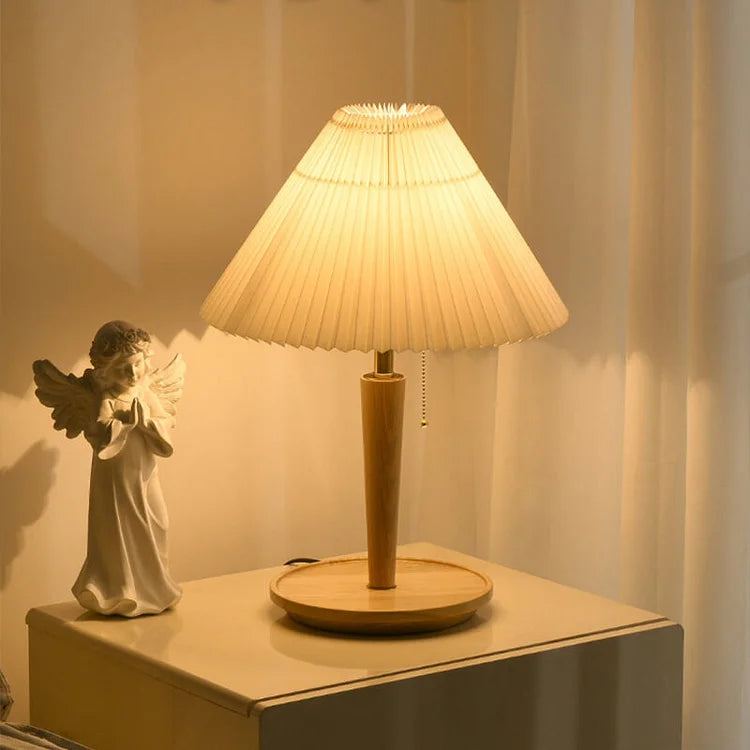 Pleated Wooden Table Lamp for Warm Interiors
