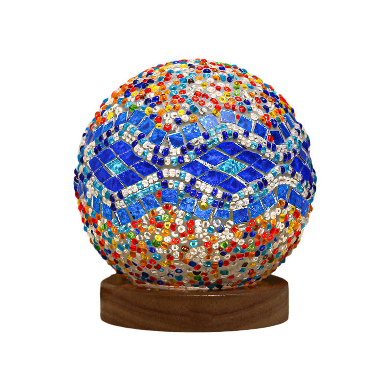 Bohemian Mosaic Glass Table Lamp with Dimmable LED
