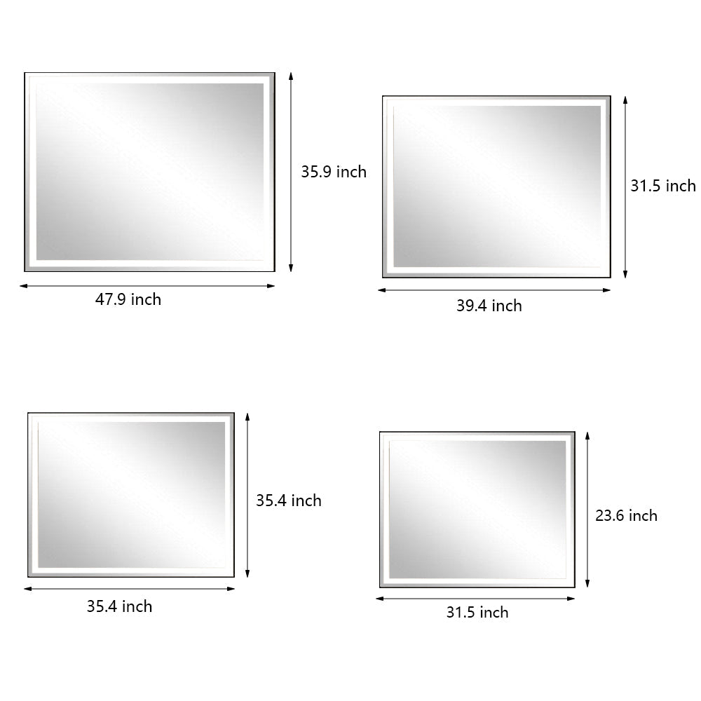 91.5x91.5 cm Anti-Fog Bathroom Mirror with Dimmable Touch Control