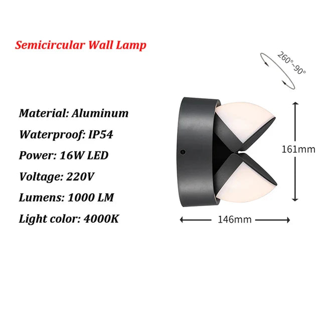 Weatherproof LED Wall Lamp for Exterior Spaces