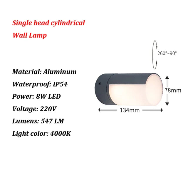 Weatherproof LED Wall Lamp for Exterior Spaces
