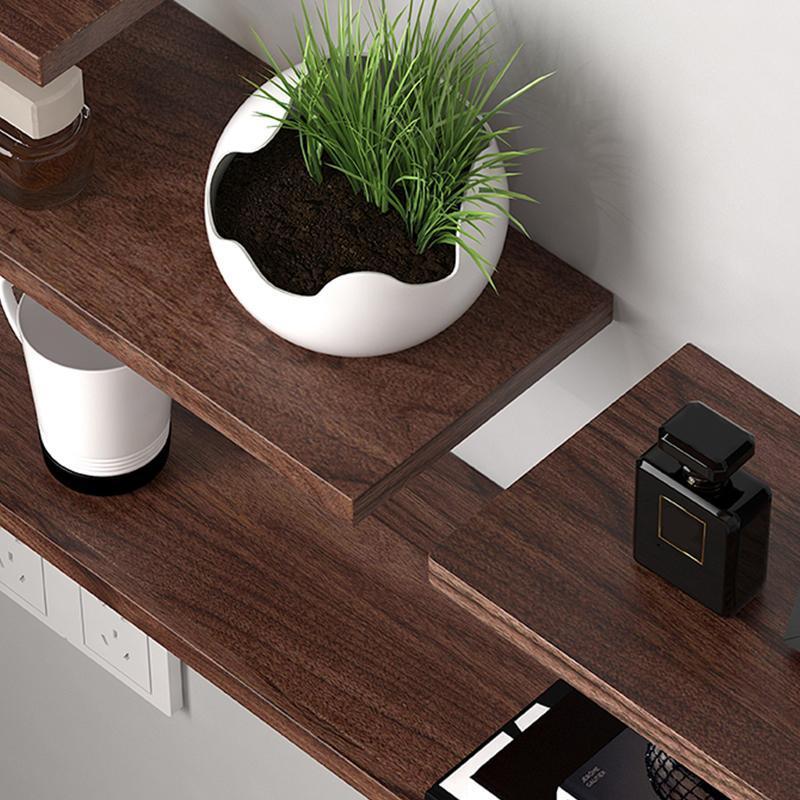 Rectangular Black Walnut Floating Wall Shelf for Books and Plants