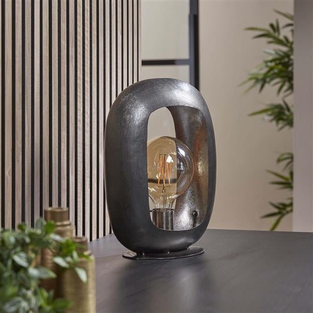 Black Nickel Table Lamp with Industrial Charm