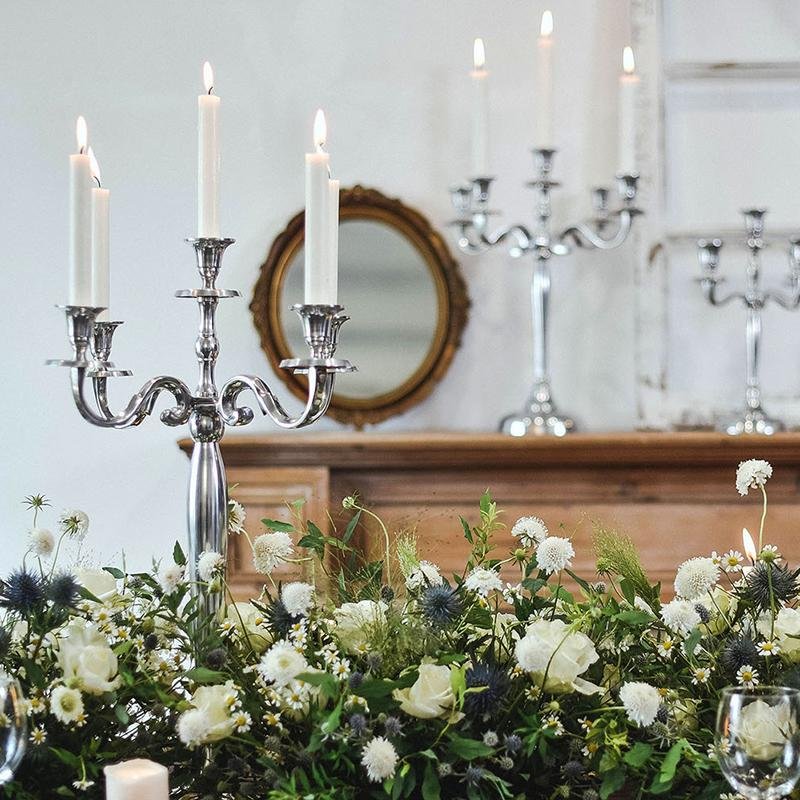 Gold and Silver Metal Candelabra for 5 Candles