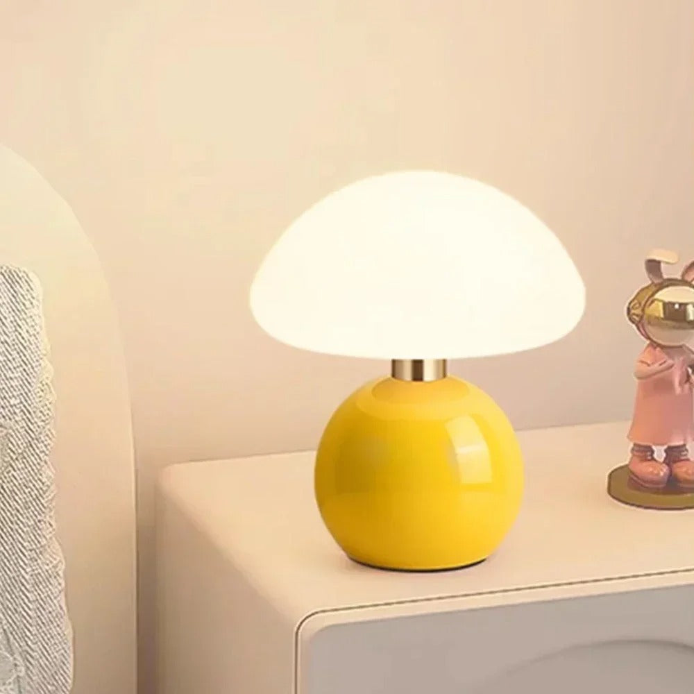 Cream Ceramic Mushroom Table Lamp for a Soft Glow