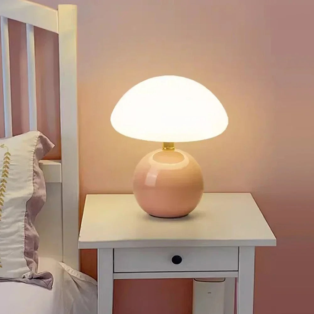 Cream Ceramic Mushroom Table Lamp for a Soft Glow