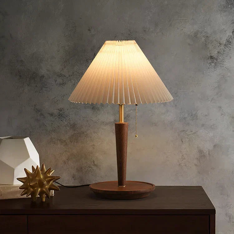 Pleated Wooden Table Lamp for Warm Interiors
