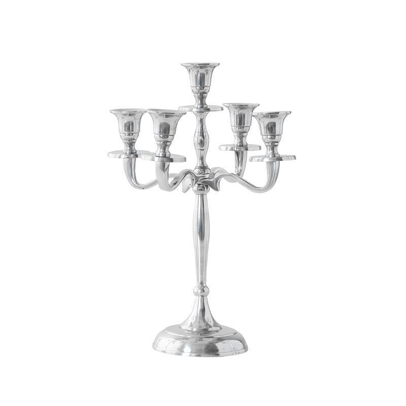 Gold and Silver Metal Candelabra for 5 Candles