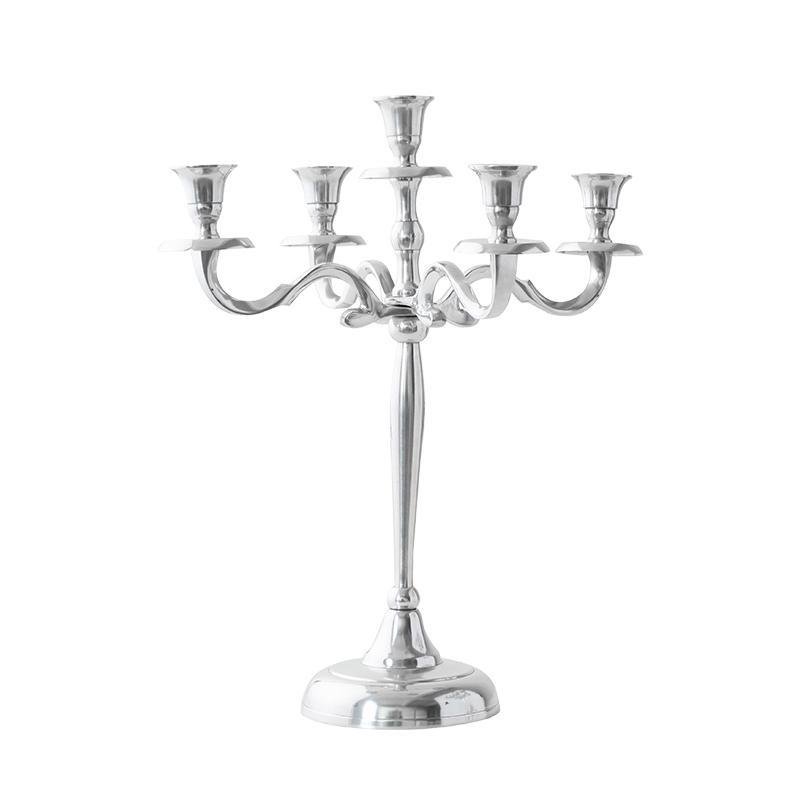 Gold and Silver Metal Candelabra for 5 Candles