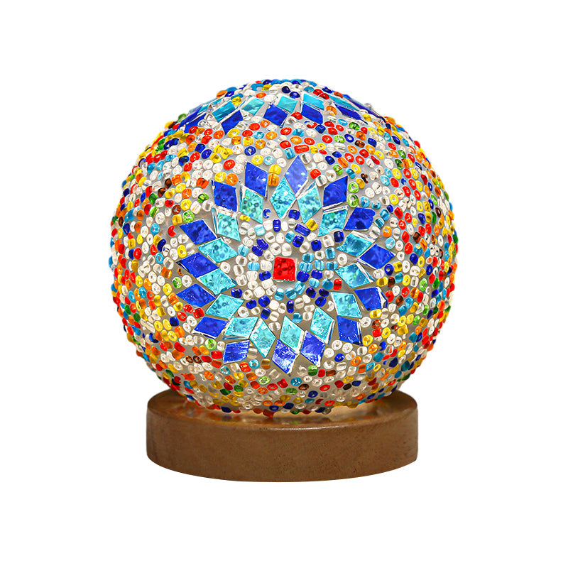 Bohemian Mosaic Glass Table Lamp with Dimmable LED