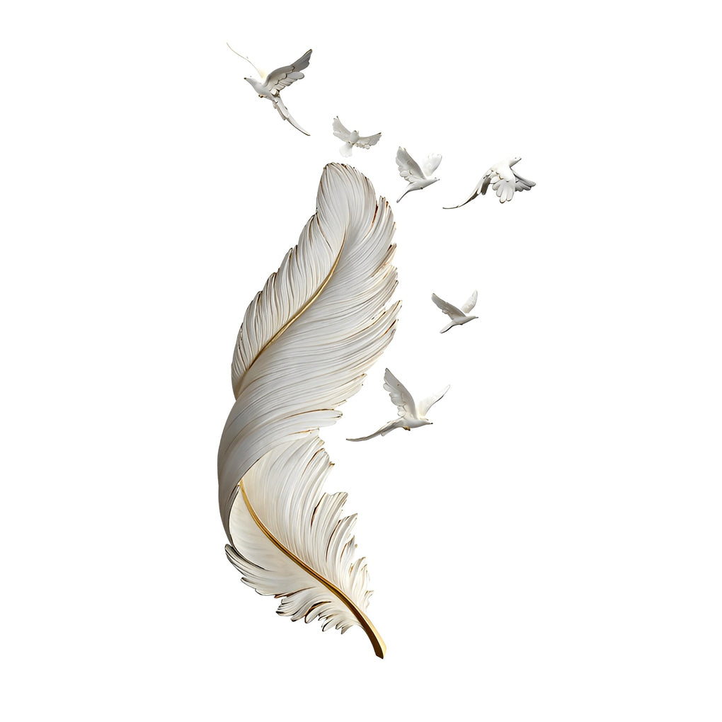 3D Feather Birds Wall Sculpture - Nordic Creative Wall Art