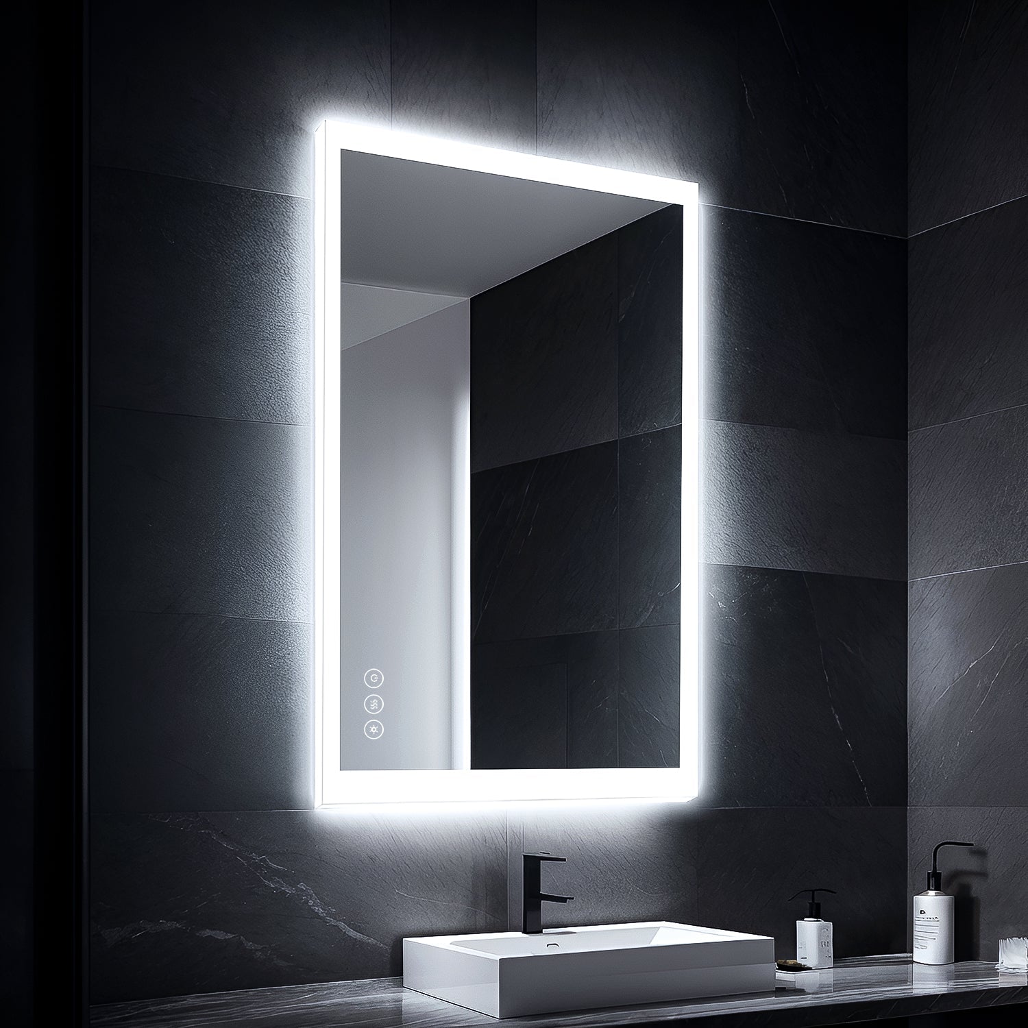 102x81 cm Dimmable LED Bathroom Mirror with Touch Memory