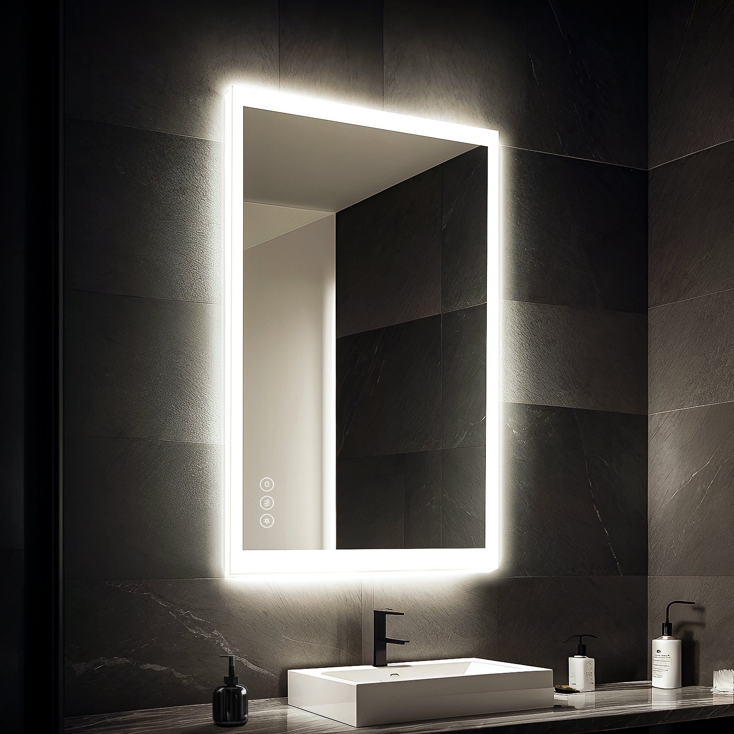 102x81 cm Dimmable LED Bathroom Mirror with Touch Memory