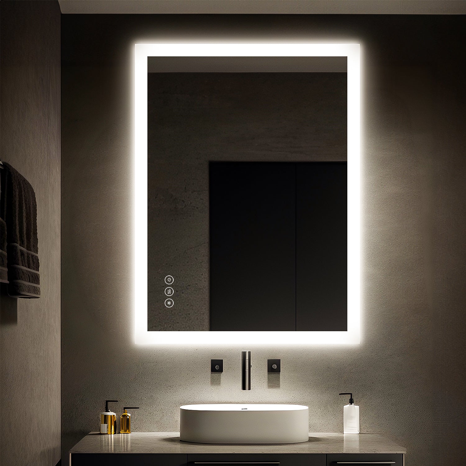 102x81 cm Dimmable LED Bathroom Mirror with Touch Memory