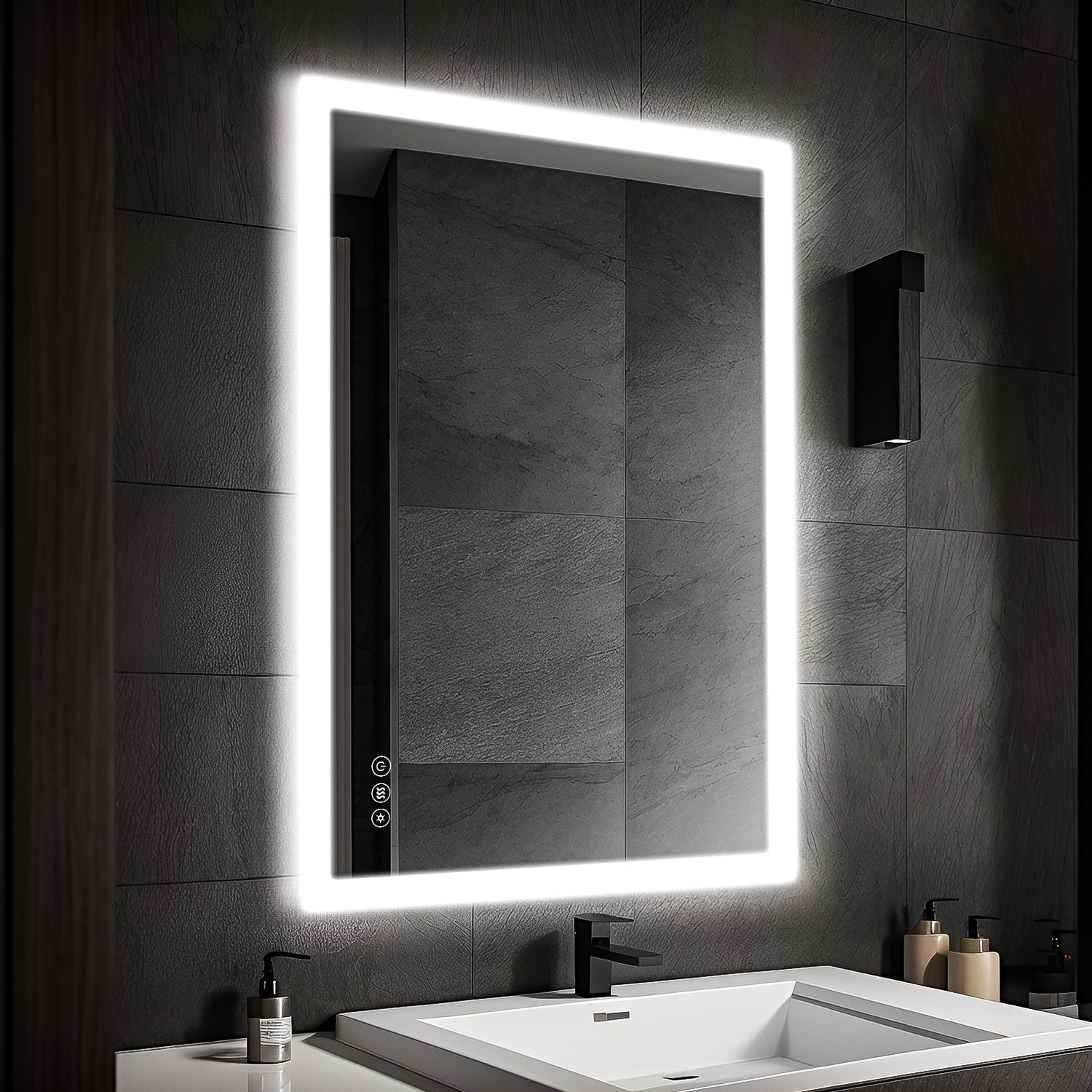 102x81 cm Dimmable LED Bathroom Mirror with Touch Memory