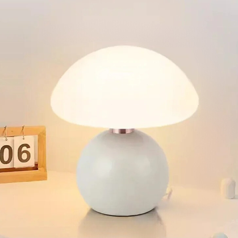 Cream Ceramic Mushroom Table Lamp for a Soft Glow