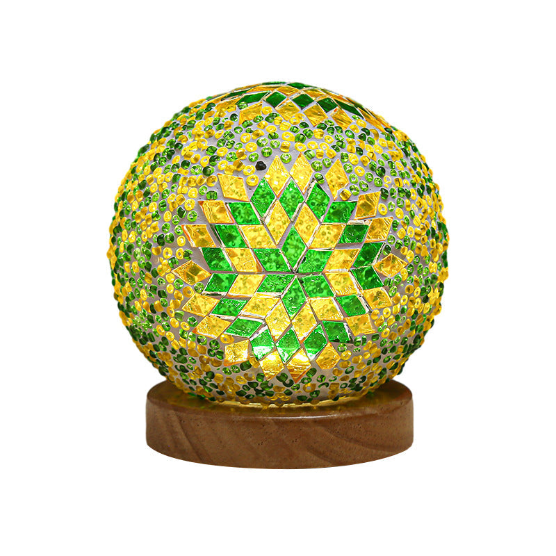 Bohemian Mosaic Glass Table Lamp with Dimmable LED