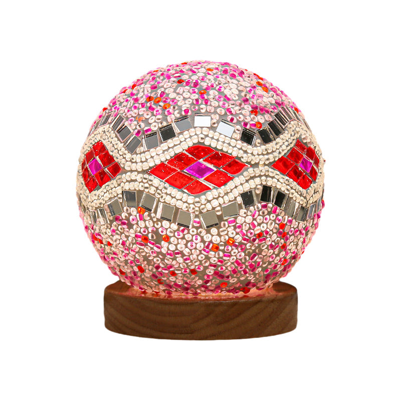 Bohemian Mosaic Glass Table Lamp with Dimmable LED