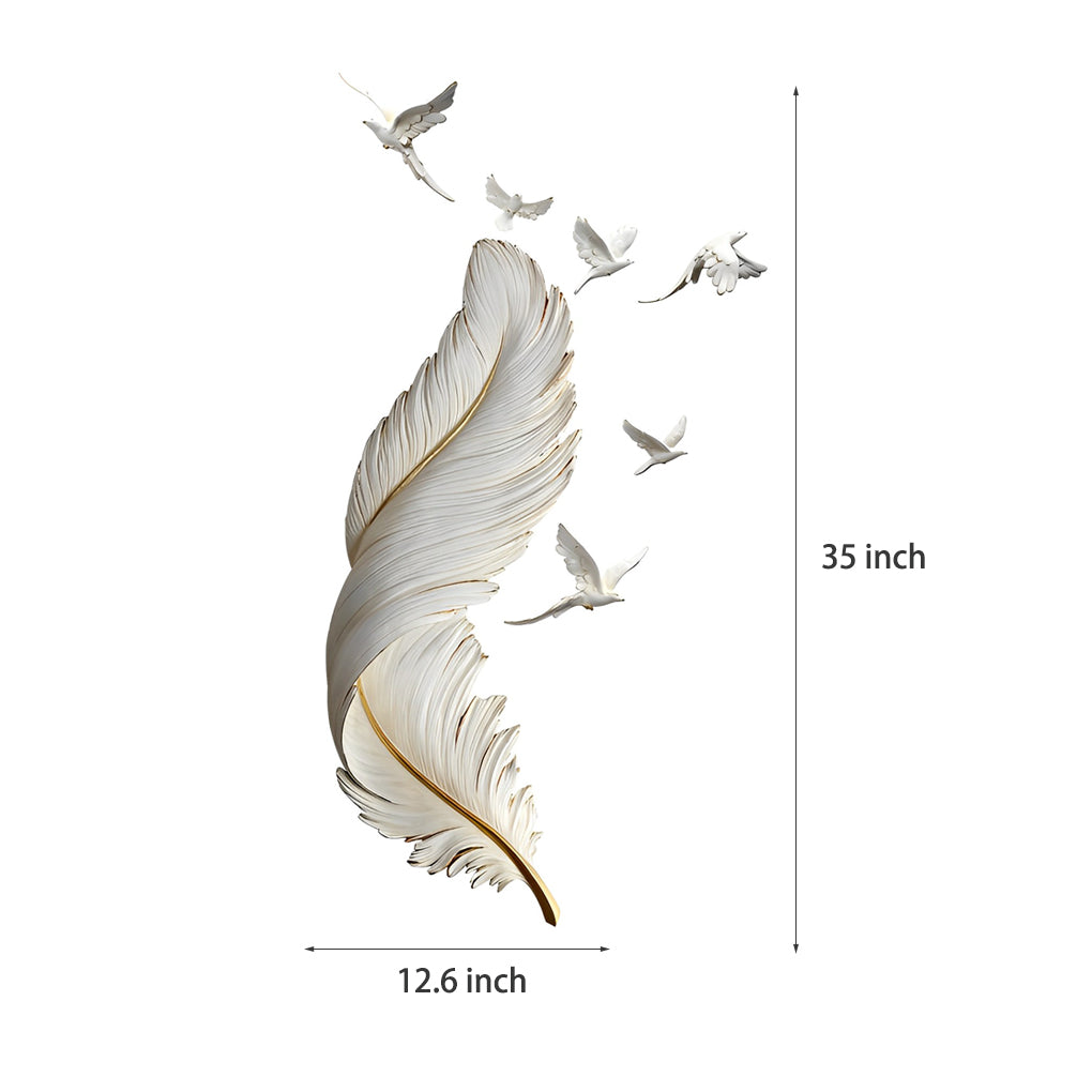 3D Feather Birds Wall Sculpture - Nordic Creative Wall Art