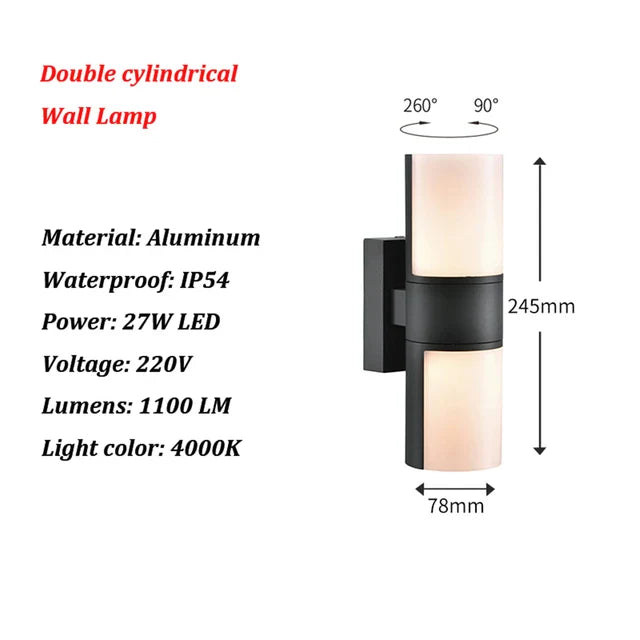 Weatherproof LED Wall Lamp for Exterior Spaces