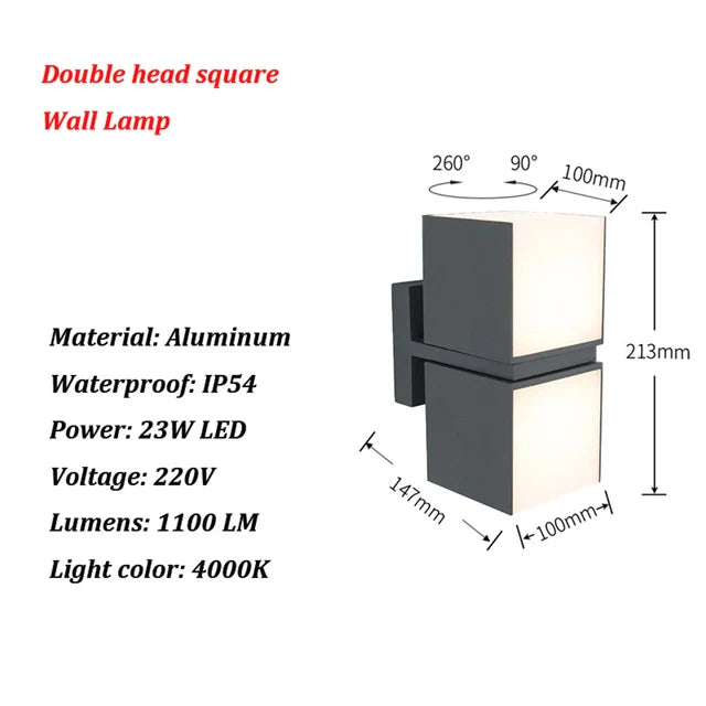 Weatherproof LED Wall Lamp for Exterior Spaces