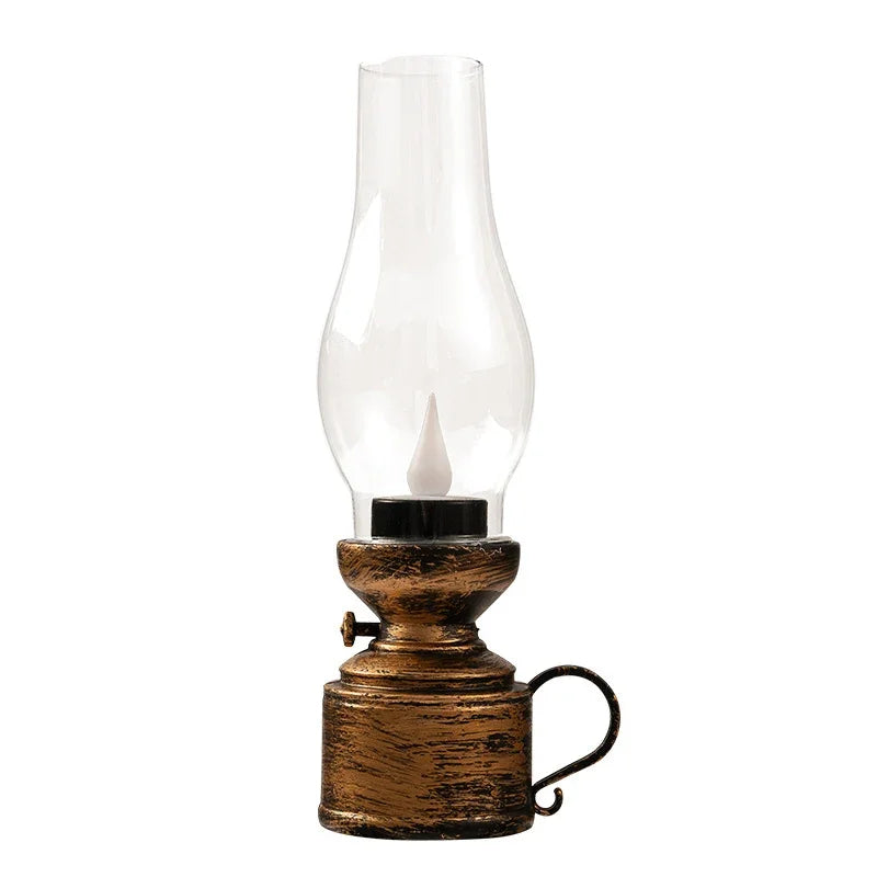 Retro Kerosene-Style LED Table Lamp for Cozy Decor