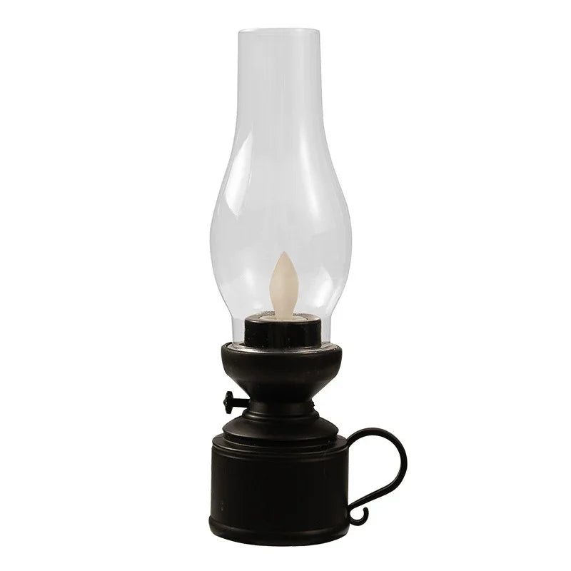 Retro Kerosene-Style LED Table Lamp for Cozy Decor