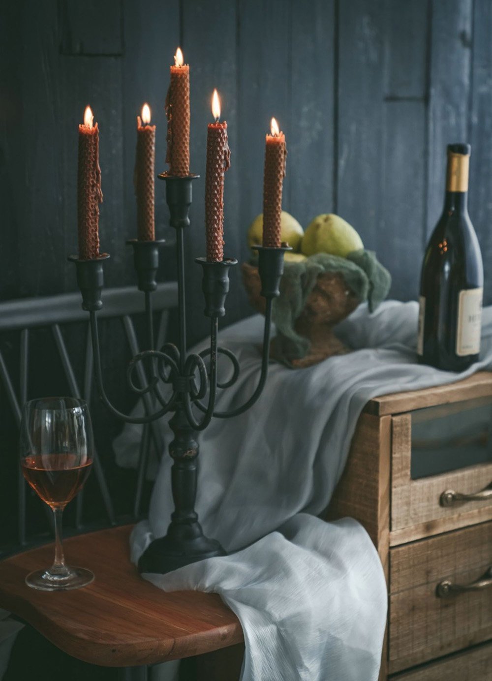 Antique Metal Candle Holder for 5 Candles