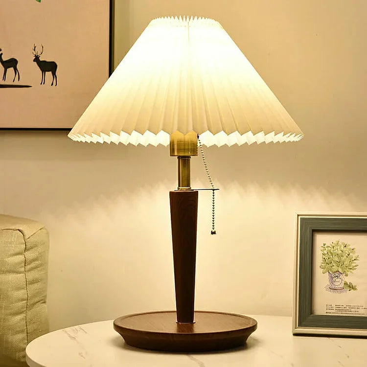 Pleated Wooden Table Lamp for Warm Interiors
