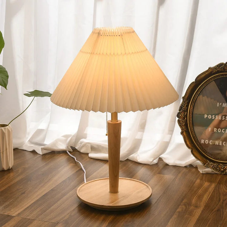 Pleated Wooden Table Lamp for Warm Interiors