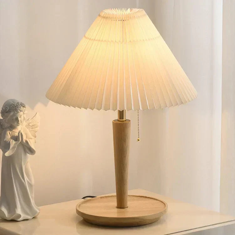 Pleated Wooden Table Lamp for Warm Interiors